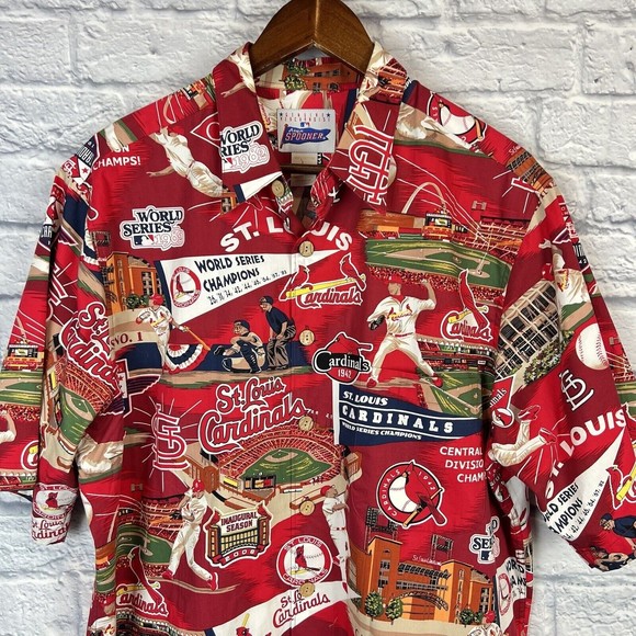 Reyn Spooner MLB St Louis Cardinals World Series Button Red Short Sleeve Large - Picture 4 of 6